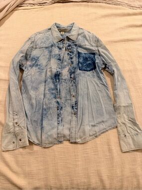 Light Blue Acid-Wash Denim Shirt
